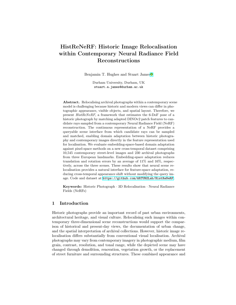 HistReNeRF: Historic Image Relocalisation within Contemporary Neural Radiance Field Reconstructions